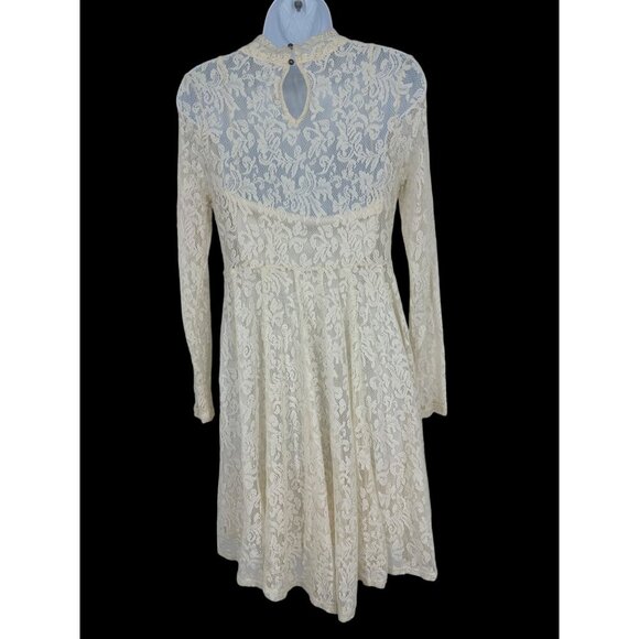 Free People Hearts Delight Lace Overlay Mock Turtleneck Long Sleeve Dress Size S - Picture 2 of 10
